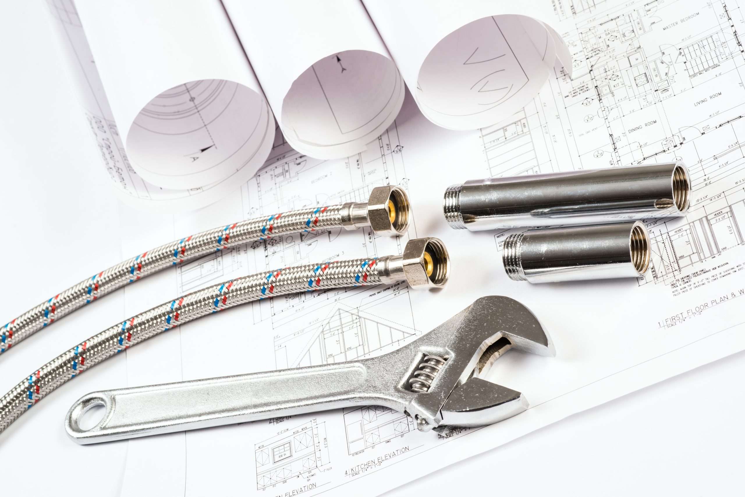 plumbing and drawings, construction still life